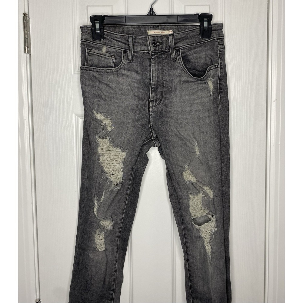 Levis Women's 721 High Rise Skinny Denim Jeans Grey Size 28